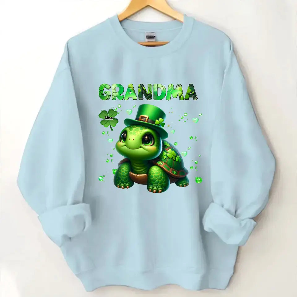 Personalized Grandma Turle Clover & Kid Names Sweatshirt Printed HN24383