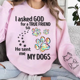 Personalized I Asked God For A True Friend so He Sent Me My Dogs Sweatshirt Printed LVA24392