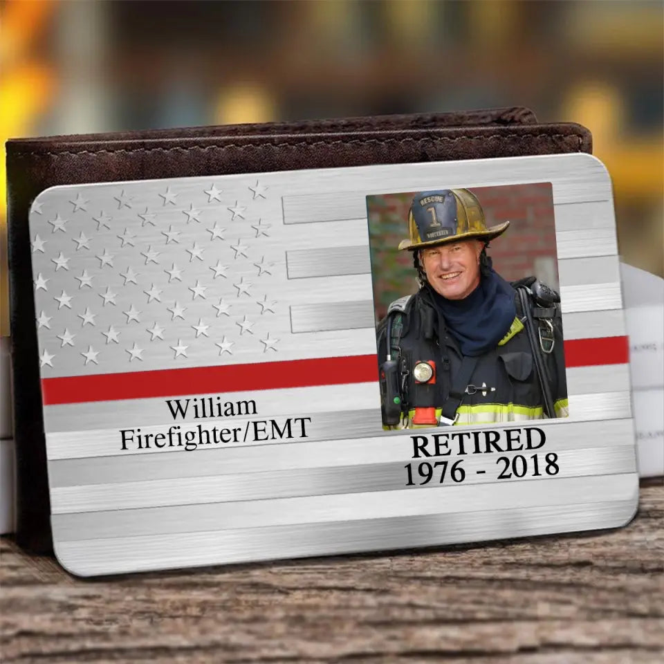 Personalized Upload Your Firefighter Photo Aluminum Wallet Card Printed QTVQ24447