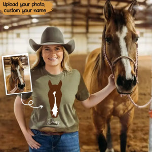 Personalized Upload Your Horse Photo Cartoon Horse Image T-shirt Printed VQ24498