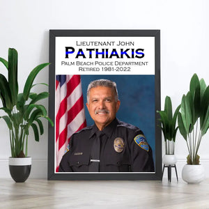 Personalized Upload Your Photo Retired Police Custom Department, Name & Time Gift For Police For Dad Wooden Frame Printed QTKVH24529