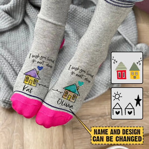Personalized I Wish You Lived Next Door Bestie Gift 3D Socks Printed LVA24570