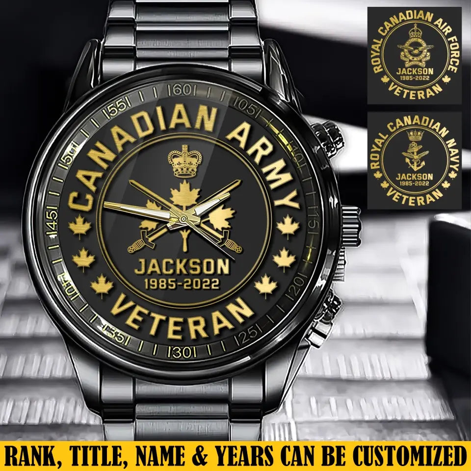 Personalized Canadian Army Veteran Custom Name & Time Watch Printed QTKH24576