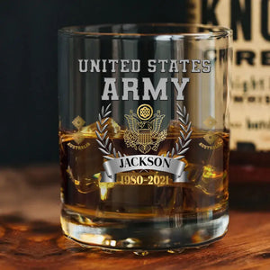 Personalized US Veteran Whiskey Glass Printed AHVQ24382