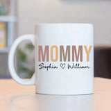 Personalized Auntie Mommy & Kid Names White Mug Printed HN24599