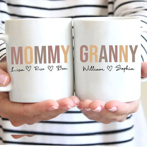Personalized Auntie Mommy & Kid Names White Mug Printed HN24599