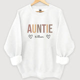 Personalized Auntie Mommy Hearts with Kid Names Sweatshirt Printed HN24595