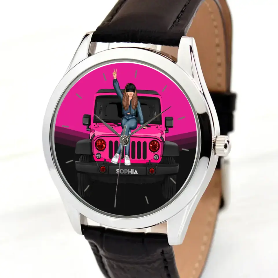 Personalized Jeep Girl Custom Name Women Watch Leather Band Printed HN24658