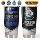 Personalized I'm A Grumpy Old Officer My Level Of Sarcasm Depends On Your Level Of Stupidity Australian Police Logo Tumbler Printed KVH24662