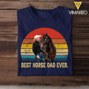 Personalized Upload Your Horse Photo Best Horse Dad Ever T-shirt Printed HN24675
