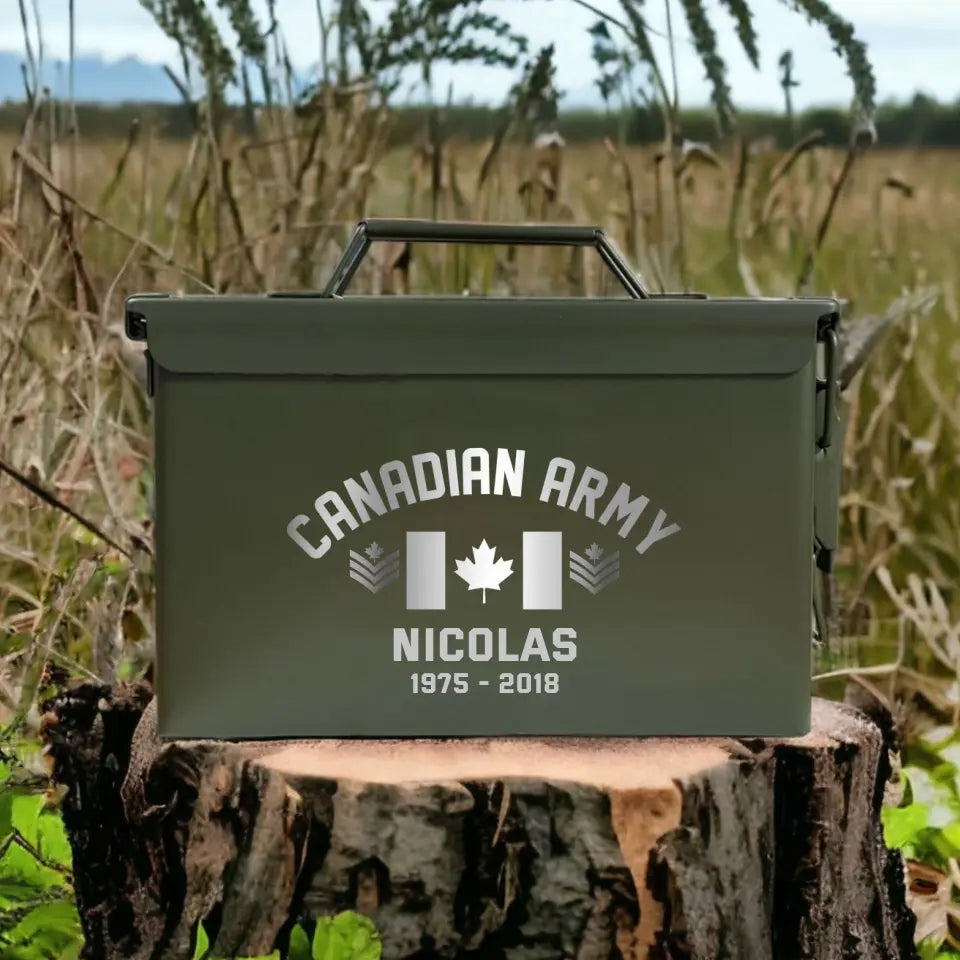 Personalized Canadian Army Custom Rank & Name Ammo Box Printed VQ24713