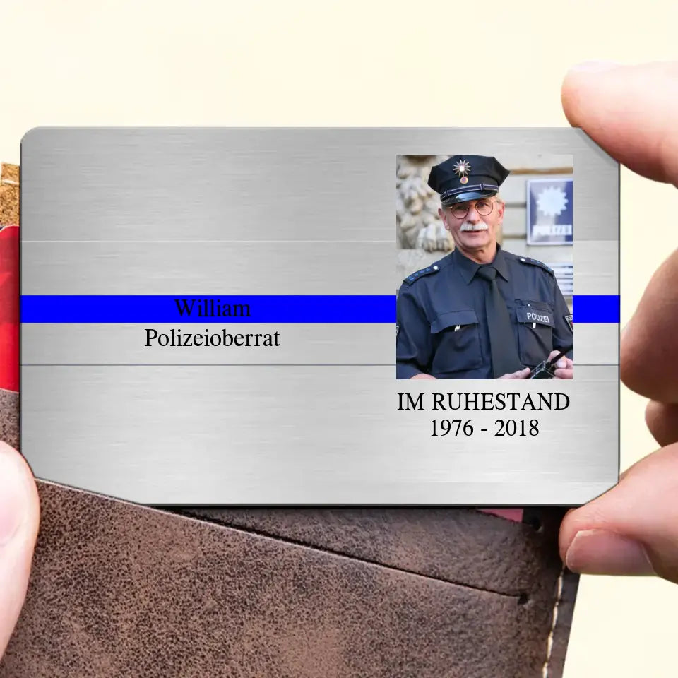 Personalized Upload Your Photo Retired German Police Officer Aluminum Wallet Card Printed QTVQ24577