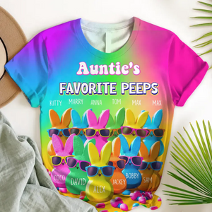 Personalized Auntie's Favorite Peeps Rabbits & Kid Names 3D T-shirt Printed VA24758