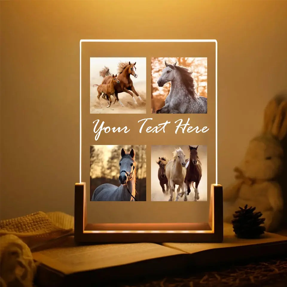 Personalized Upload Your Horse Photo Horse Lovers Gift LED Lamp Printed HN24831