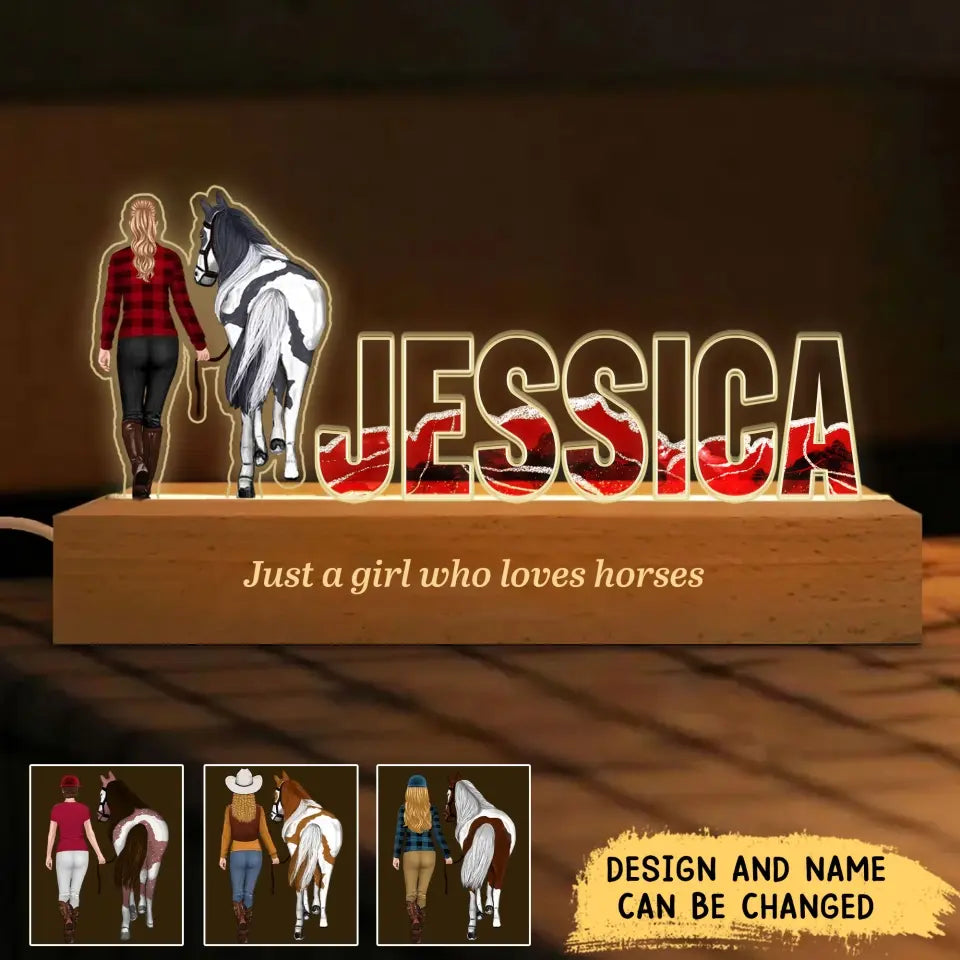 Personalized Just A Girl Who Loves Horses LED Lamp Night Light Printed VQ24838