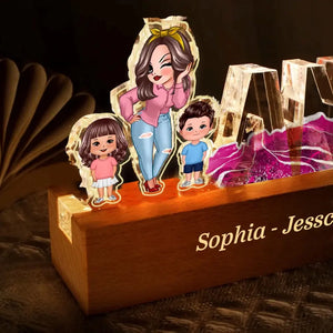 Personalized Auntie & Kids Custom Name LED Lamp Night Light Printed VQ24844