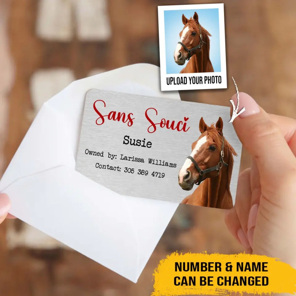 Personalized Upload Your Horse Photo Custom Name Horse Lovers Gift Aluminum Wallet Card Printed HN24853