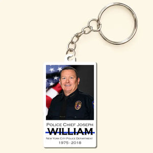 Personalized Upload Your Photo US Police Custom Name & Department Acrylic Keychain Printed VQ24822