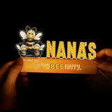 Personalized Reasons To Bee Happy Nana's Grandma Bee with Kid Names LED Lamp Night Light Printed VA24859