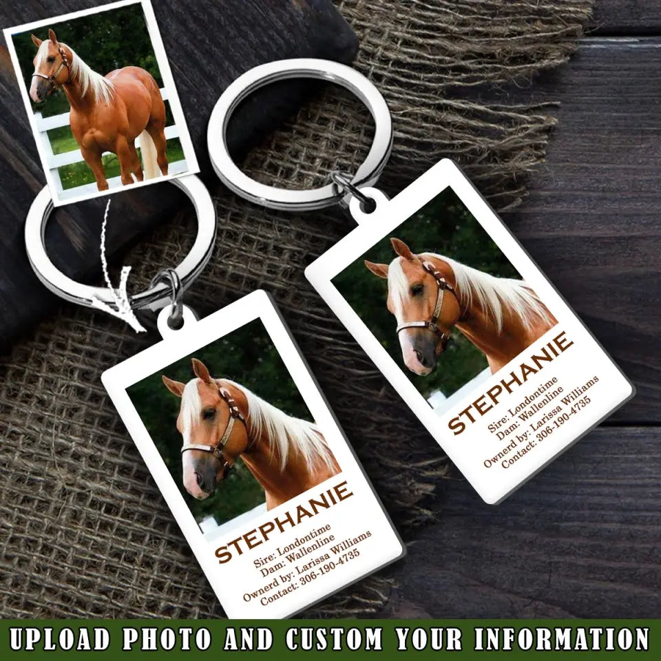 Personalized Upload Your Horse Photo Horse Lovers Gift Acrylic Keychain Printed VQ24862