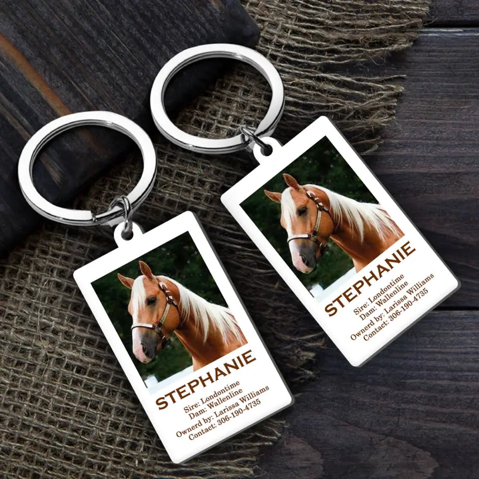Personalized Upload Your Horse Photo Horse Lovers Gift Acrylic Keychain Printed VQ24862