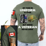 Personalized My Time In Unicorn Is Over But Being A Veteran Never Ends Canadian Veteran T-shirt Printed KH24868