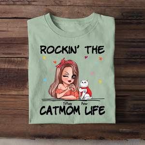 Personalized Rockin' The Catmom Life Cat Lovers Gift T-shirt Printed HN24877