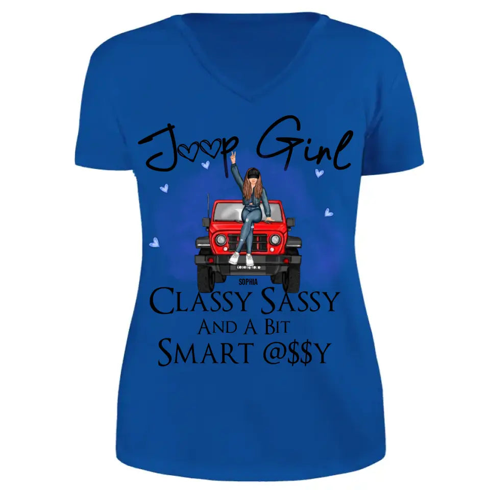 Personalized Jeep Girl Classy Sassy And A Bit Smart Assy V-neck T-shirt Printed HN24889