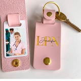Personalized Upload Your Photo Nurse Job Title Custom Name Gift For Nurse Leather Keychain Printed HN24943