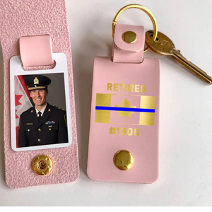 Personalized Upload Your Canadian Police Photo Retired Canadian Police Custom ID Leather Keychain Printed KVH24950