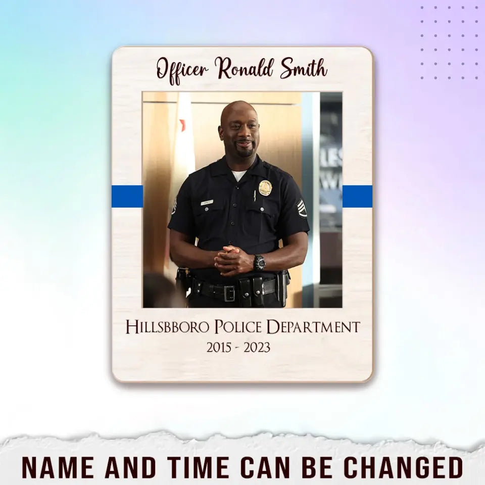 Personalized Upload Your Police Photo Gift For Dad For Him Wooden Picture Frame Magnet Printed QTHN24959