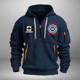 Personalized Canada Firefighter Flag Custom Name & Department Quarter Zip Hoodie 2D Printed HN24958