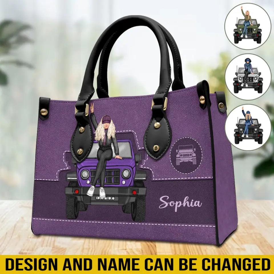 Personalized Jeep Girl Custom Name Leather Bag Printed HN241006