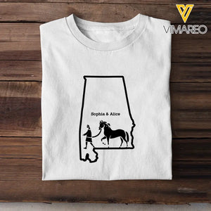 Personalized Horse Girl US State Map Custom Name T-shirt Printed VA241046