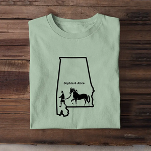 Personalized Horse Girl US State Map Custom Name T-shirt Printed VA241046