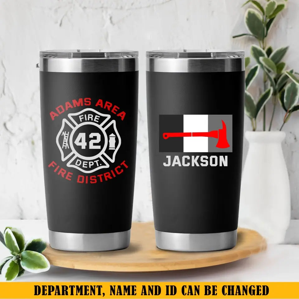 Personalized French Firefighter Custom Name, Department & ID Tumbler Printed KVH241076
