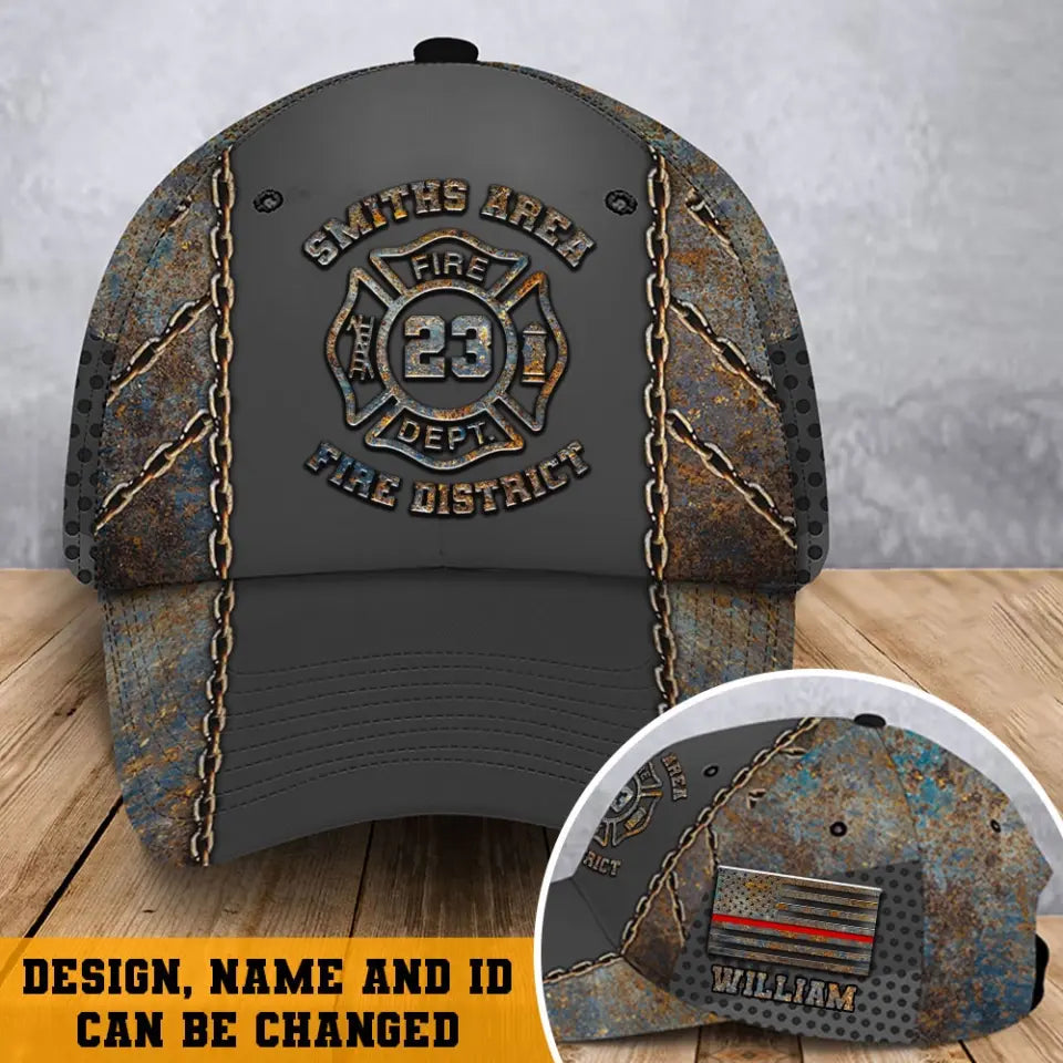 Personalized US Firefighter Custom Base, ID, Name & Departmetn Cap 3D Printed QTHN241084