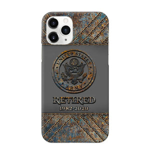 Personalized Retired US Army Logo Custom Service Time Phonecase Printed VQ241086