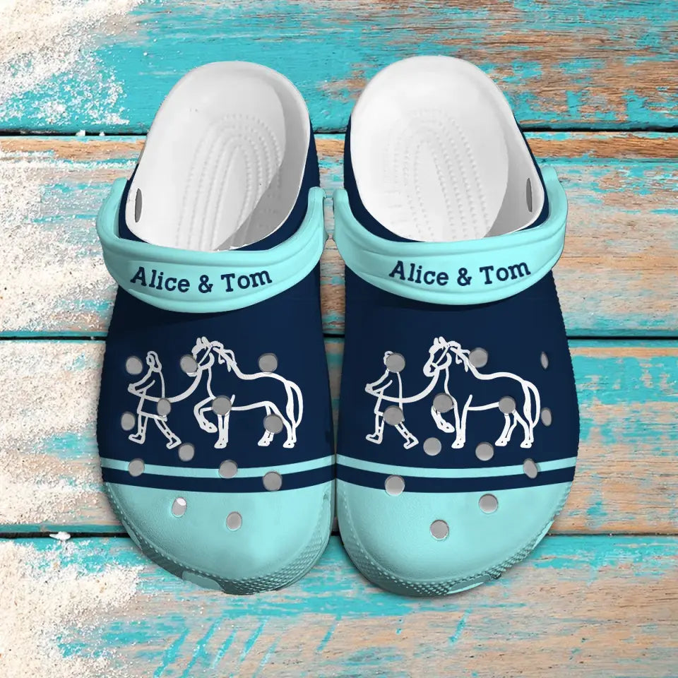 Personalized Horse Girl Custom Name Horse Lovers Gift Clogs Slipper Shoes Printed VA241096