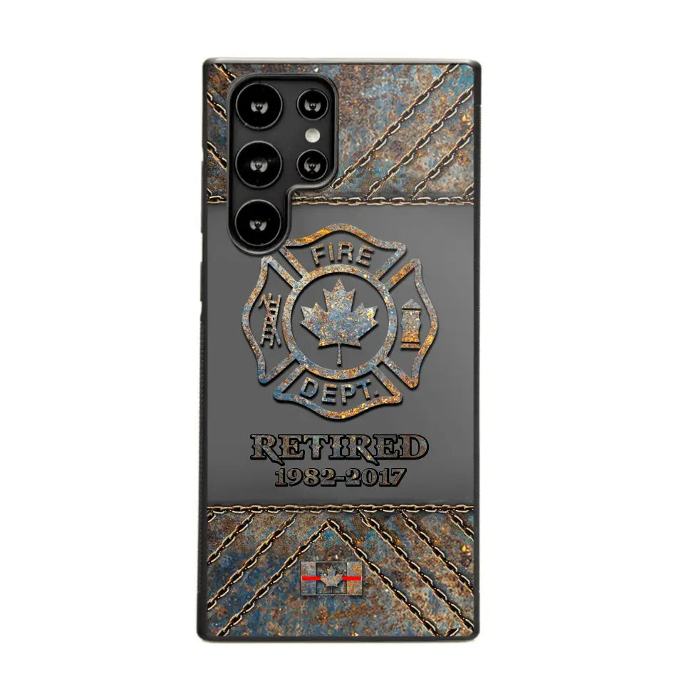 Personalized Retired Canadian Firefighter Custom Service Time Phonecase Printed QTKH241100