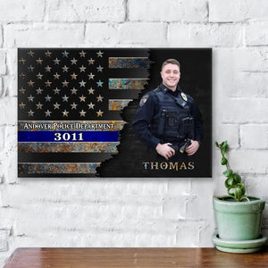 Personalized Upload Your Photo US Police Custom Name & Department Canvas Printed QTVA241101