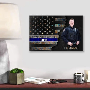 Personalized Upload Your Photo US Police Custom Name & Department Canvas Printed QTVA241101