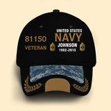Personalized US Army Airforce Navy Veteran Rank Gold Custom ID, Name & Service Time Cap 3D Printed AHVQ241102