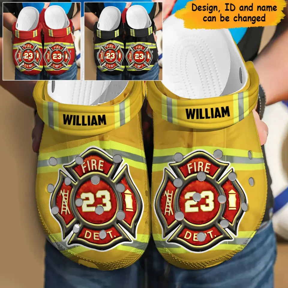 Personalized Firefighter Logo Custom Name & ID  Clogs Slipper Shoes Printed AHHN241108