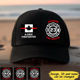 Personalized Canadian Firefighter Flag Custom Name, Department & ID Black Cap Printed QTHN241120