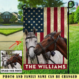 Personalized Upload Your Horse Photo Horse Lovers Gift US Flag Garden Flag Printed KH241138