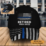 Personalized Retired US Police Blue line Custom Time Cap Printed QTKH241154