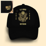 Personalized US Veteran Branch Logo Custom Time & Name Black Cap Printed QTVQ241152