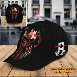 Personalized Canadian Punisher Skull Retired Canadian Firefighter Custom Time Cap 3D Printed QTKH241143