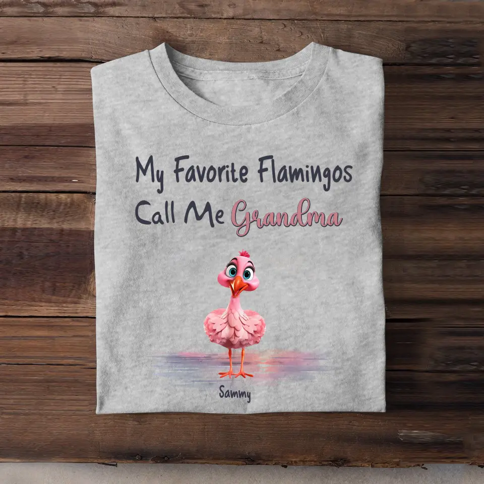 Personalized My Favorite Flamingos Call Me Grandma & Kid Names T-shirt Printed HN241145